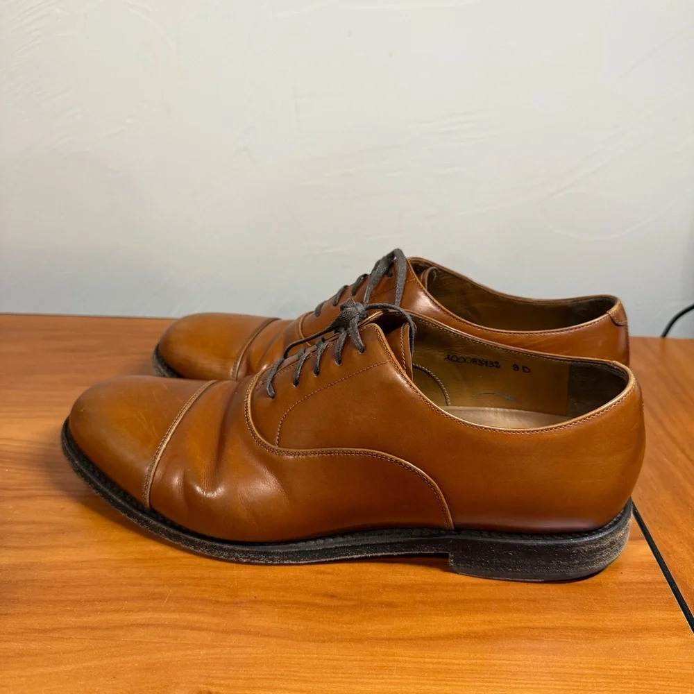 Brooks Brothers Golden Fleece Cap Toe Dress Shoe Lace Leather Italian Tan M9‎
